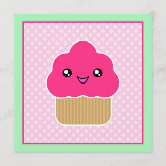 Kawaii rosa Kuchen-Geburtstags-Party Einladungen