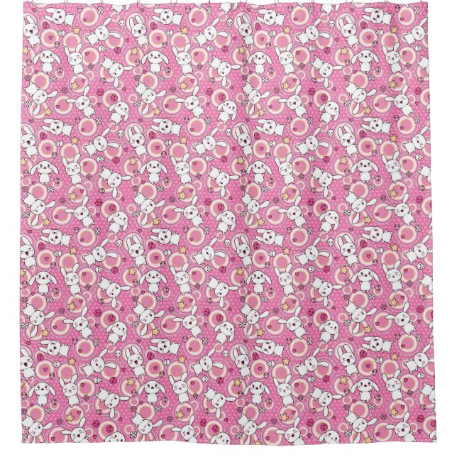 kawaii rosa Muster Duschvorhang (Vorderseite)