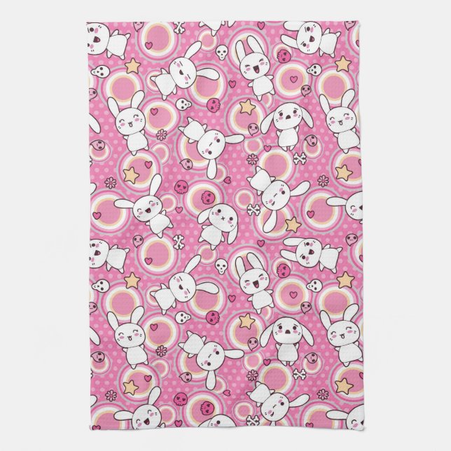 kawaii rosa Muster Geschirrtuch (Vertikal)