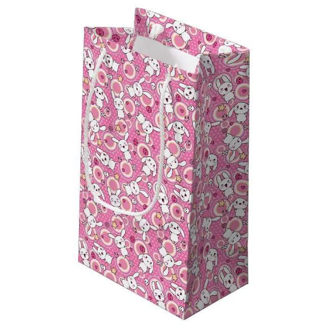 kawaii rosa Muster Kleine Geschenktüte (Rückseite Schrägansicht)