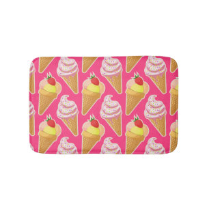 Kawaii-rosa Muster mit Erdbeereis Badematte