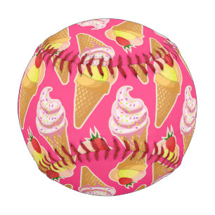 Kawaii-rosa Muster mit Erdbeereis Baseball