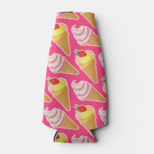 Kawaii-rosa Muster mit Erdbeereis Flaschenkühler