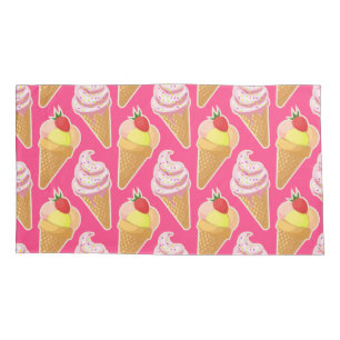 Kawaii-rosa Muster mit Erdbeereis Kissenbezug