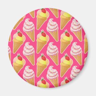 Kawaii-rosa Muster mit Erdbeereis Magnet