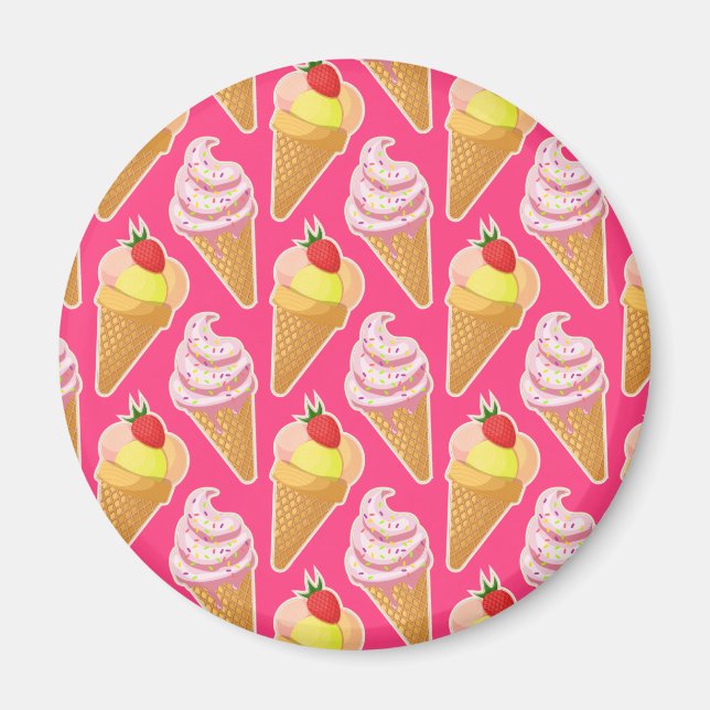 Kawaii-rosa Muster mit Erdbeereis Magnet (Vorne)