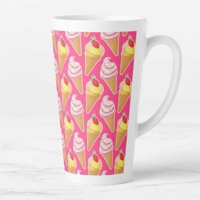 Kawaii-rosa Muster mit Erdbeereis Milchtasse (Rechts)
