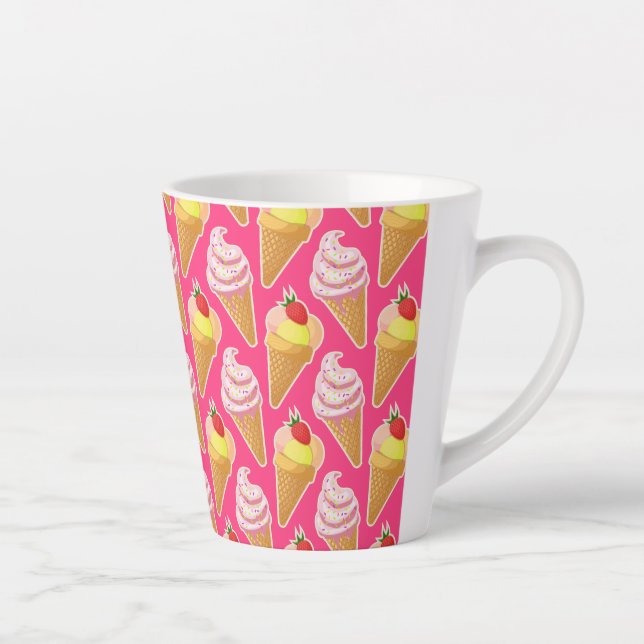 Kawaii-rosa Muster mit Erdbeereis Milchtasse (Rechts)