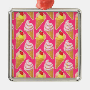 Kawaii-rosa Muster mit Erdbeereis Ornament Aus Metall