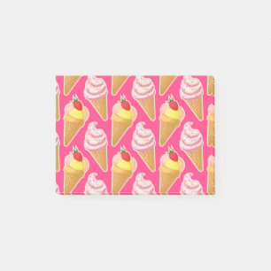 Kawaii-rosa Muster mit Erdbeereis Post-it Klebezettel