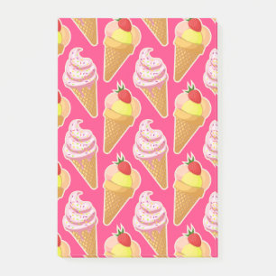 Kawaii-rosa Muster mit Erdbeereis Post-it Klebezettel