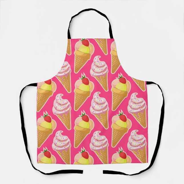 Kawaii-rosa Muster mit Erdbeereis Schürze (Vorderseite)