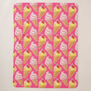 Kawaii-rosa Muster mit Erdbeereis Sherpadecke
