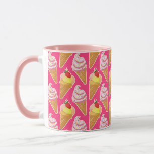 Kawaii-rosa Muster mit Erdbeereis Tasse