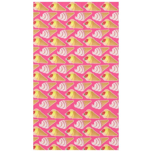 Kawaii-rosa Muster mit Erdbeereis Tischdecke (Vorderseite)