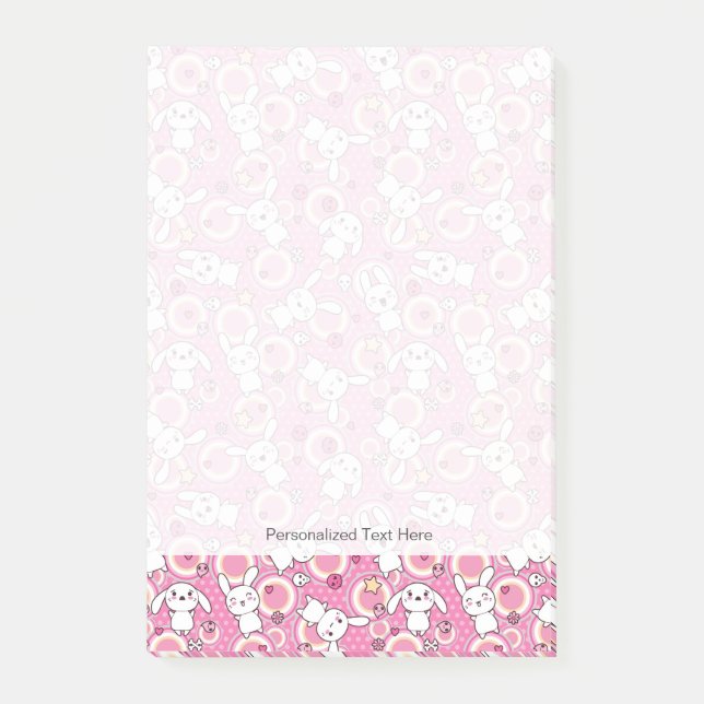 kawaii rosa Muster Post-it Klebezettel (Vorderseite)
