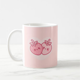 Kawaii rosa Valentinstag-Erdbeeren (Rosa) Kaffeetasse