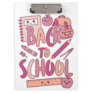 Kawaii Rosa Zurück zur Schule Süße Materialien Stu Klemmbrett
