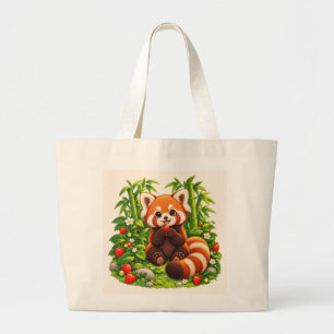 Kawaii Roter Panda Erdbeer Garten Jumbo-Tasche Jumbo Stoffbeutel