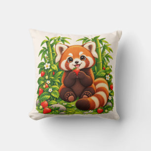 Kawaii Roter Panda Erdbeer-Garten-Wurfkissen Kissen