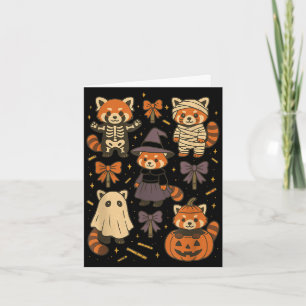 Kawaii Roter Panda Halloween Skelett Mumie Hexe Karte