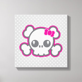 Kawaii Ruban rose Crâne Toile enveloppée