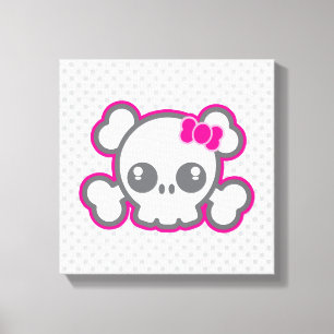 Kawaii Ruban rose Crâne Toile enveloppée