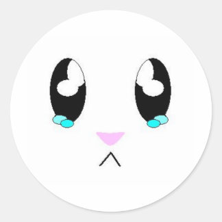 Kawaii Sad Bunny Face Runder Aufkleber