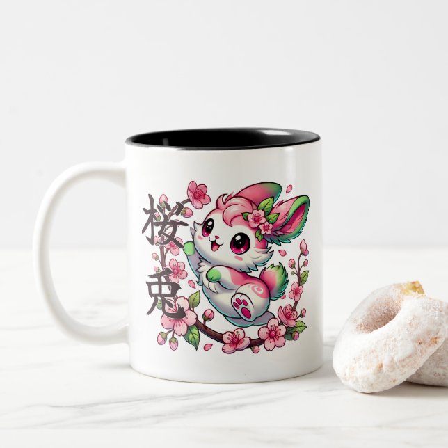 Kawaii Sakura Bunny Mug (Avec donut)