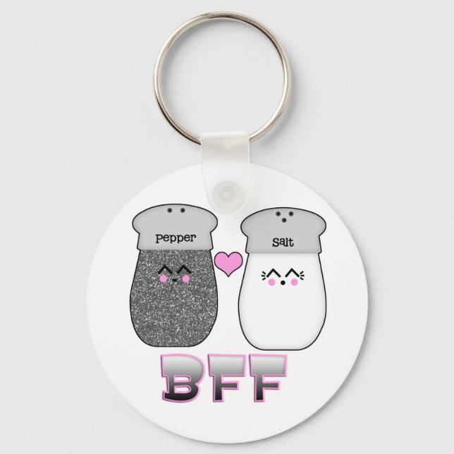 Kawaii Salt n Pepper BESTE FREUNDIN Schlüsselanhänger (Vorderseite)