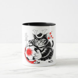 Kawaii Samurai Cat Soccer Gift for Anime Fans Tasse