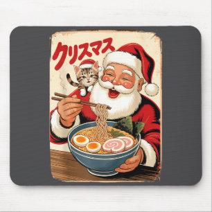 Kawaii Santa isst Ramen-Nudeln Japanisches Weihnac Mousepad