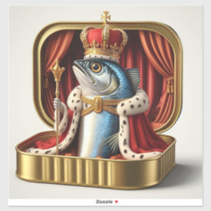 Kawaii Sardinenkönig Royal Throne Art Aufkleber