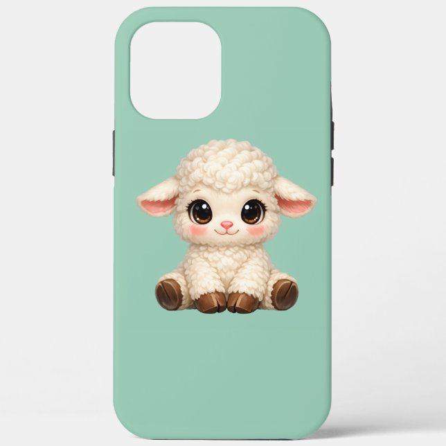 Kawaii-Schaf sitzt glücklich mit Süßem  Case-Mate iPhone Hülle (Rückseite)
