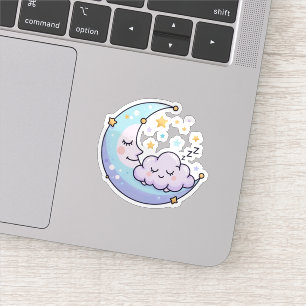 Kawaii Schlafender Mond Wolken Aufkleber Himmelskö