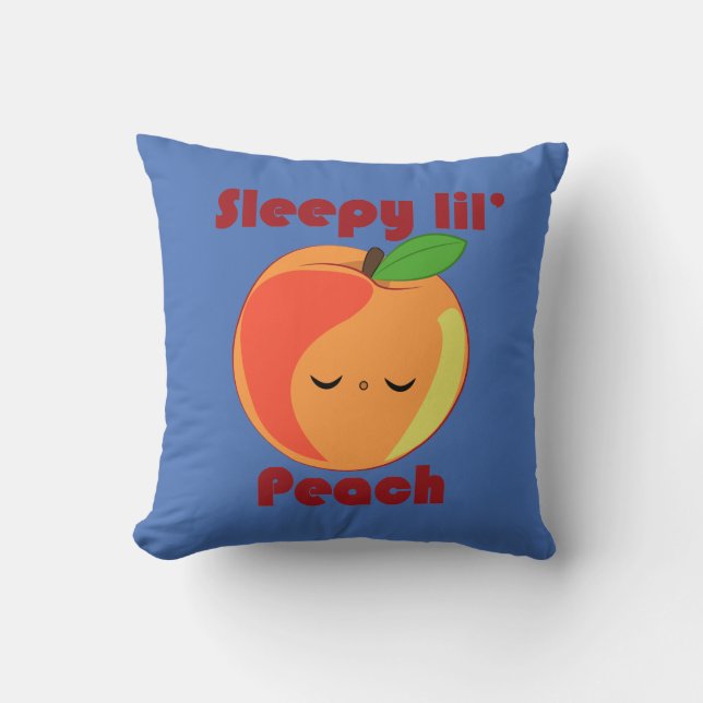 Kawaii schläfriges Lil' Pfirsichkissen Kissen (Vorderseite)