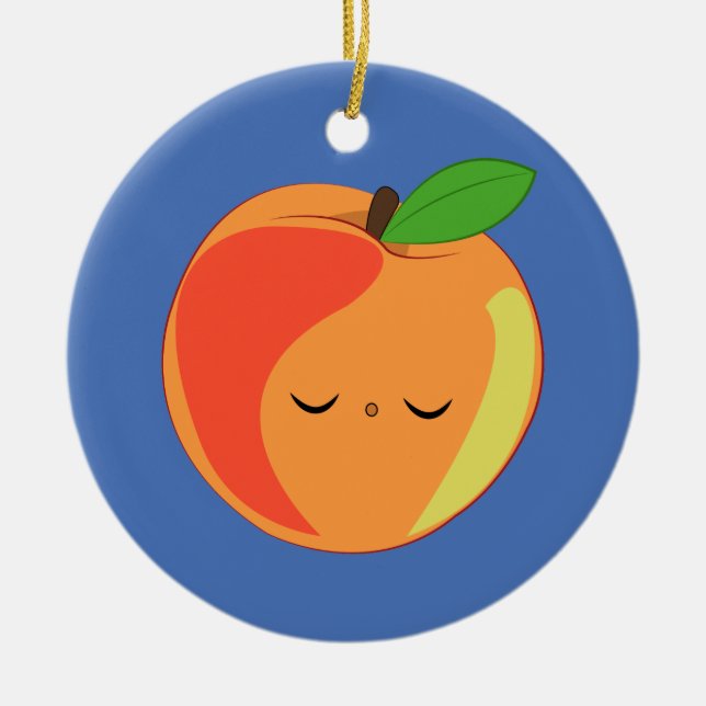 Kawaii schläfriges Lil' Pfirsichverzierung Keramikornament (Vorne)