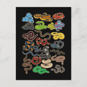 Kawaii-Schlangencollage Süßes Reptil Postkarte