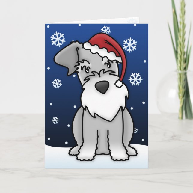 Kawaii Schnauzer Weihnachtskarte Feiertagskarte (Vorderseite)