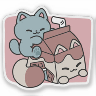 Kawaii Schokoladen Milch Katze – Cozy Getränk & Ni Aufkleber