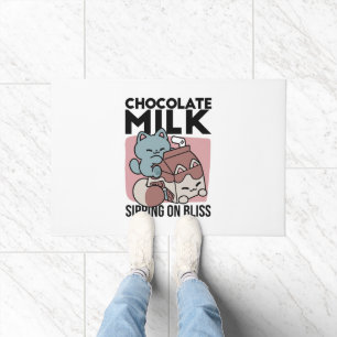 Kawaii Schokoladen Milch Katze – Cozy Getränk & Ni Fußmatte