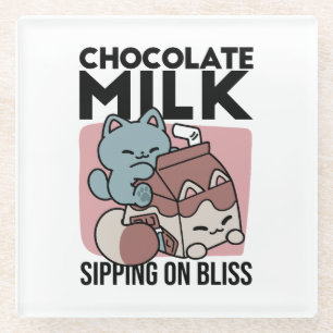 Kawaii Schokoladen Milch Katze – Cozy Getränk & Ni Glasuntersetzer