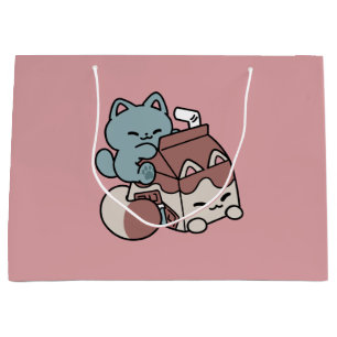 Kawaii Schokoladen Milch Katze – Cozy Getränk & Ni Große Geschenktüte