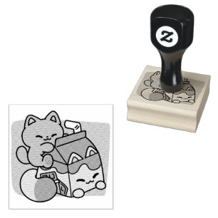 Kawaii Schokoladen Milch Katze – Cozy Getränk & Ni Gummistempel