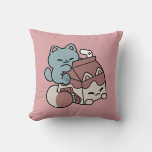 Kawaii Schokoladen Milch Katze – Cozy Getränk & Ni Kissen