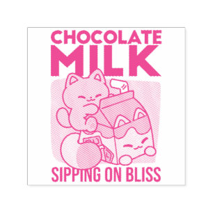 Kawaii Schokoladen Milch Katze – Cozy Getränk & Ni Permastempel