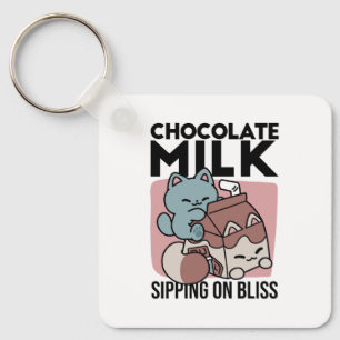 Kawaii Schokoladen Milch Katze – Cozy Getränk & Ni Schlüsselanhänger
