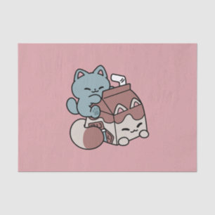 Kawaii Schokoladen Milch Katze – Cozy Getränk & Ni Seidenpapier