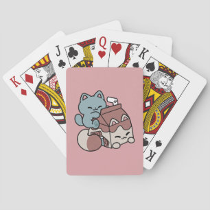 Kawaii Schokoladen Milch Katze – Cozy Getränk & Ni Spielkarten