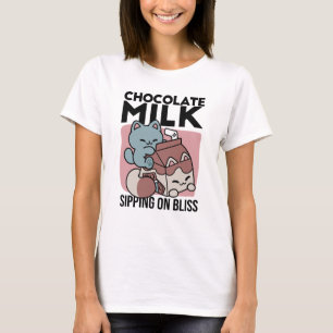 Kawaii Schokoladen Milch Katze – Cozy Getränk & Ni T-Shirt